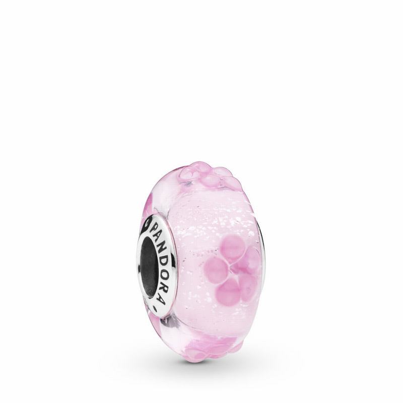 Pandora Australia Pink Flower Glass Charm - Sterling Silver | TYZDOS745